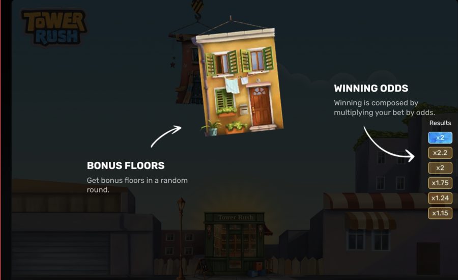 Real Tower Rush gameplay screenshot showing the multiplier building mid-round
